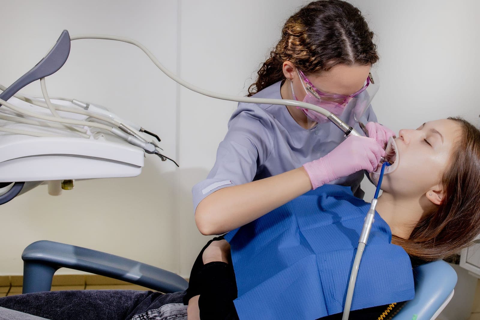 A patient receiving professional hygiene care at Marchwood Dental Practice